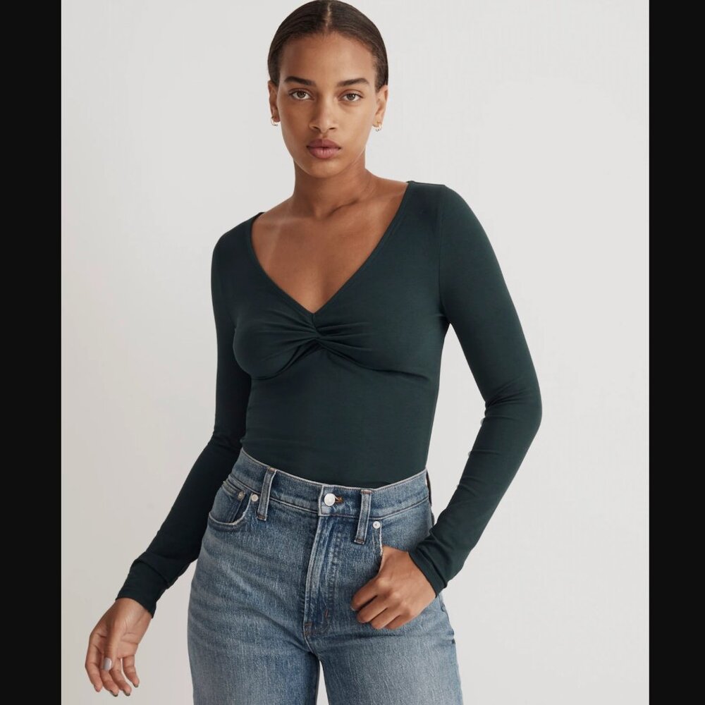 Madewell Twist-Front Long Sleeve Tee NWOT - Picture 2 of 6